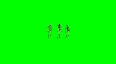 三个骷髅人行走绿屏抠像影视特效视频素材