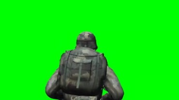 士兵战士带头盔背包奔跑后背动作绿屏抠像影视特效视频素材