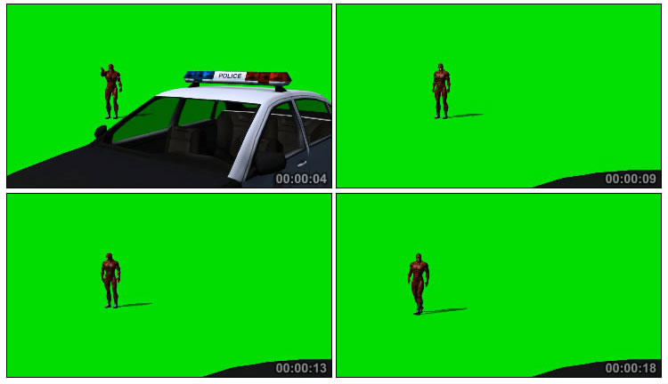 漫威超级英雄摧毁警车发射能量波超能力绿屏特效视频素材