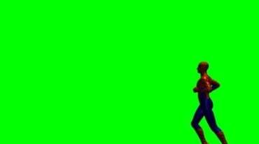 蜘蛛侠从右边跑向左边动画绿屏抠像影视特效视频素材
