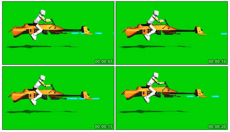 星球大战侦察兵骑着飞行器射击绿屏抠像影视特效视频素材