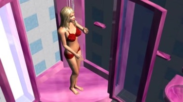 性感女孩在浴室淋浴房全方位3D展示视频素材