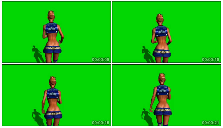 短裙性感美女跑步背影绿屏抠像影视特效视频素材