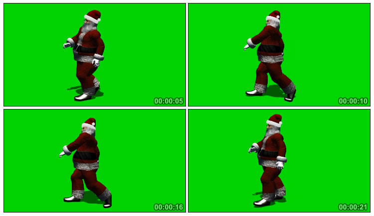 圣诞老人散步行走绿幕抠像影视特效视频素材