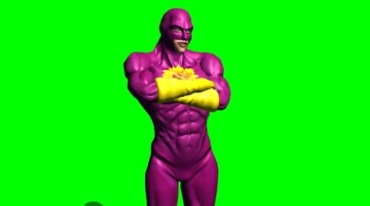 超级英雄搔首弄姿绿屏抠像影视特效视频素材