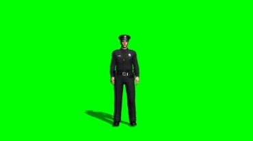 警察指挥交通动作绿屏抠像影视特效视频素材