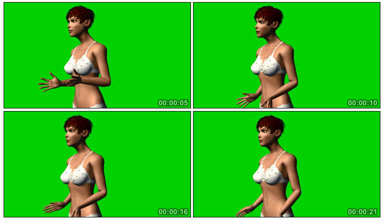 性感短发美女沟通交流手势肢体语言绿屏抠像影视特效视频素材