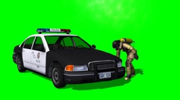 消防员给汽车灭火扑灭火焰绿屏抠像影视特效视频素材