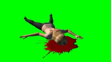 躺在地上的女人死亡脸下一摊血绿屏抠像影视特效视频素材