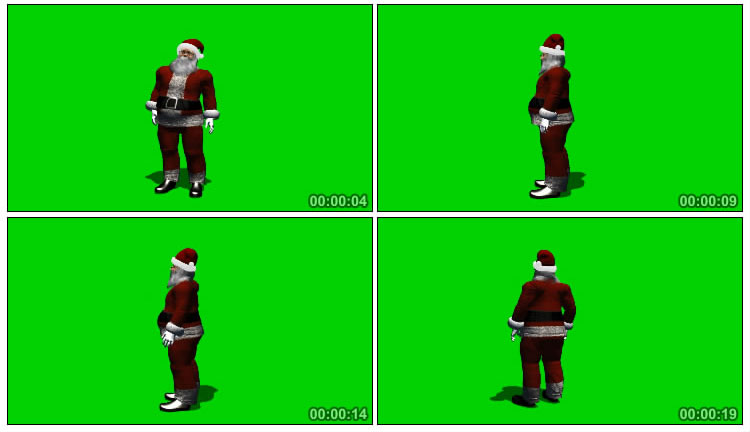 圣诞老人挥手打招呼绿布免抠像影视特效视频素材