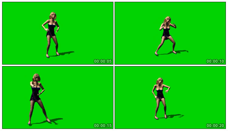 性感美女跳舞嘻哈舞蹈绿屏抠像影视特效视频素材