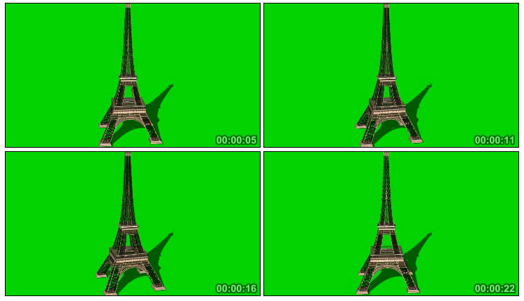 埃菲尔铁塔模型绿屏抠像影视特效视频素材
