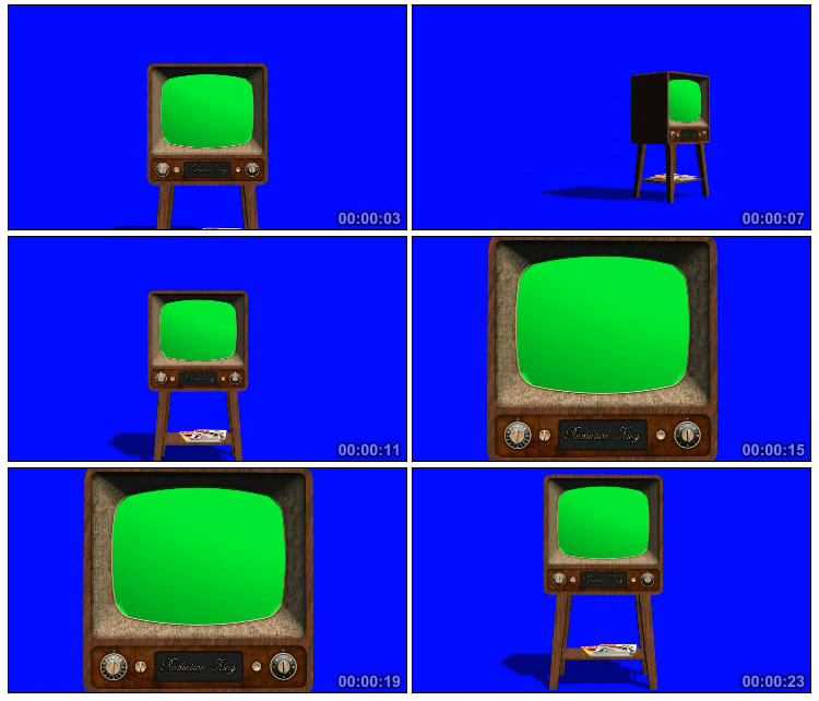 老式电视屏幕绿屏抠像特效视频素材