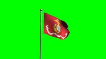 美国海军陆战队旗飘扬绿屏抠像特效视频素材