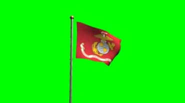 美国海军陆战队旗飘扬绿屏抠像特效视频素材