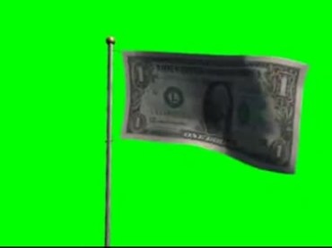 美元旗帜美国纸币旗在旗杆上飘扬绿屏抠像特效视频素材