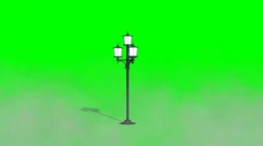 路灯被一团雾气环绕绿屏抠像影视特效视频素材