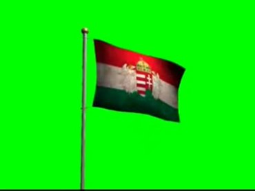 旧匈牙利国旗飘扬绿屏抠像特效视频素材
