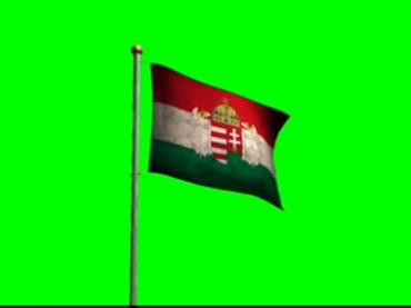 旧匈牙利国旗飘扬绿屏抠像特效视频素材