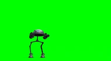 战争机器人开火扫射绿屏抠像影视特效视频素材