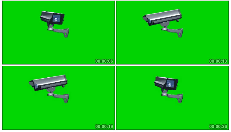监控摄像头摇头录像绿屏抠像影视特效视频素材