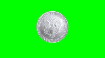 美国鹰洋银币银元绿屏抠像影视特效视频素材