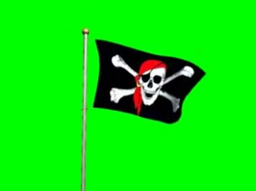 海盗旗骷髅旗帜飘扬绿屏抠像影视特效视频素材