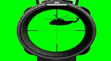 狙击手瞄准镜击落直升机射击音效绿屏抠像影视特效视频素材