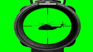 狙击手瞄准镜击落直升机射击音效绿屏抠像影视特效视频素材
