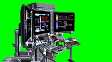 安全监控站中控台显示仪器绿屏抠像影视特效视频素材