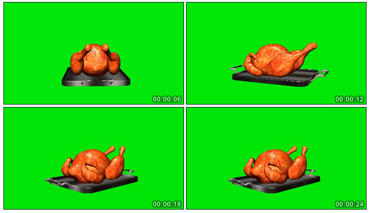 火鸡烤鸡绿屏抠像特效视频素材