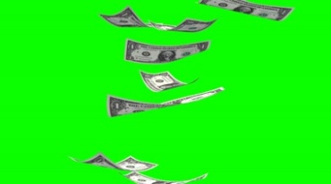 美元从空中洒落下钱雨绿屏抠像影视特效视频素材