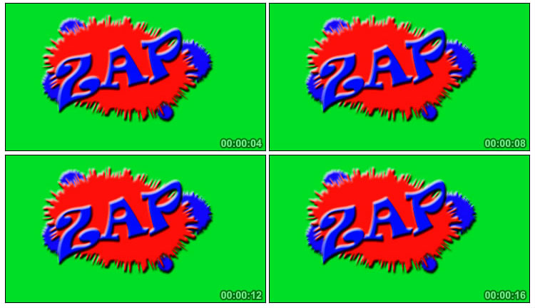 Zap爆炸漫画风格绿屏抠像特效视频素材