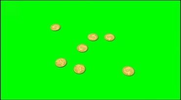 金币洒落地上绿屏免抠像影视特效视频素材