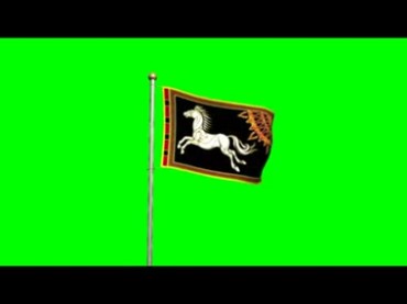 指环王旗洛汗国的旗帜飘扬绿屏抠像影视特效视频素材