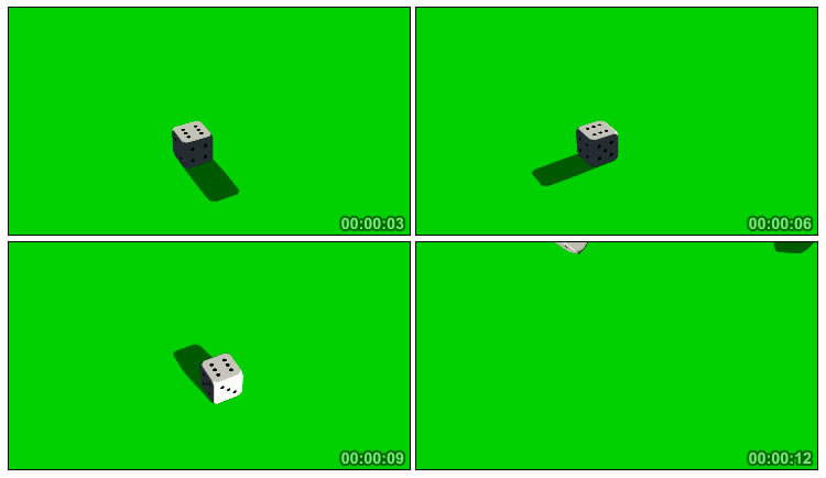掷骰子色子6点绿屏免抠像影视特效视频素材