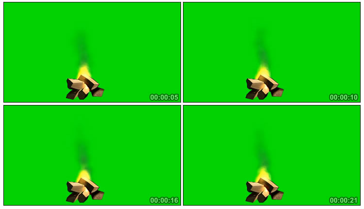 柴火木头燃烧火焰绿屏抠像影视特效视频素材
