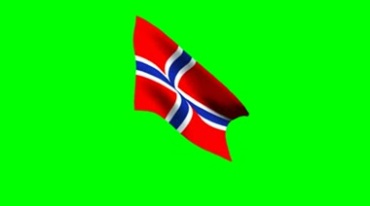 挪威国旗飘扬绿屏抠像影视特效视频素材