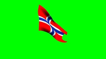 挪威国旗飘扬绿屏抠像影视特效视频素材
