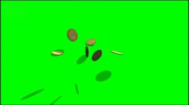 金币掉在地上绿幕抠像影视特效视频素材