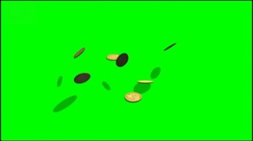 金币掉在地上绿幕抠像影视特效视频素材