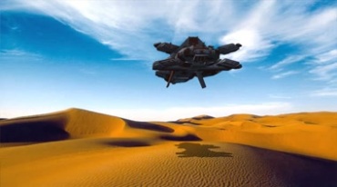 UFO外星飞船在沙漠上空飞行视频素材