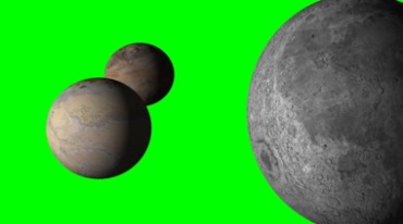 月球多个星球旋转绿屏抠像影视特效视频素材