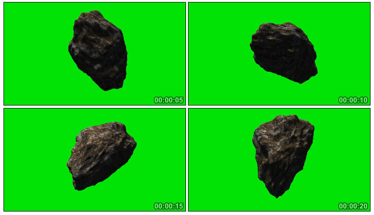 陨石飞行小行星绿屏免抠像影视特效视频素材
