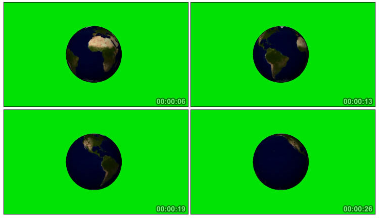 蓝色地球自转绿屏免抠像影视特效视频素材