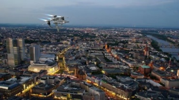 UFO外星飞船飞临城市上空视频素材