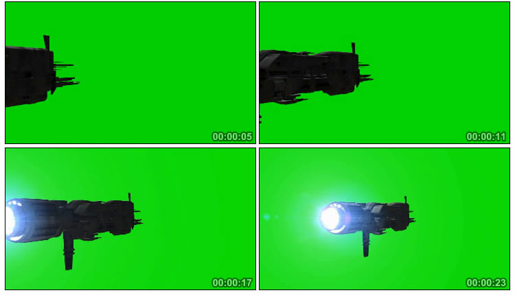 外星飞船喷射燃烧推进飞行绿屏抠像影视特效视频素材