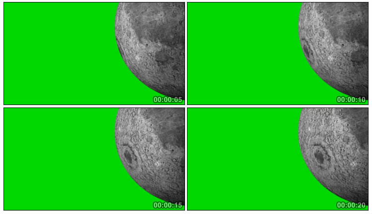 月球转动月球表面坑洼绿屏抠像影视特效视频素材