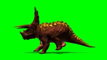 小短腿恐龙笨拙奔跑绿布抠像影视特效视频素材