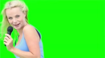 外国金发美女风吹起头发绿屏抠像影视特效视频素材